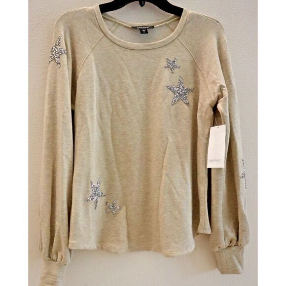Karen Kane 3L24152 Women's Sz Small Beige Rustic Charm Embellished Star Top $128 - Picture 2 of 9